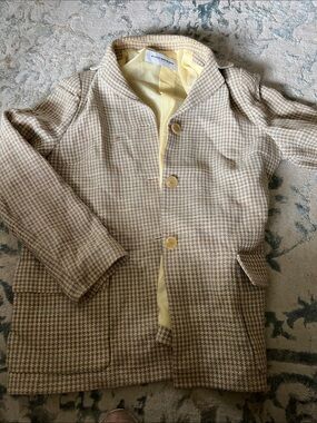Women’s Tan Houndstooth Blazer Jacket - Unbranded